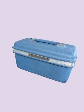 Vintage Blue Hardshell Samsonite Saturn Train Case / Cosmetic Case